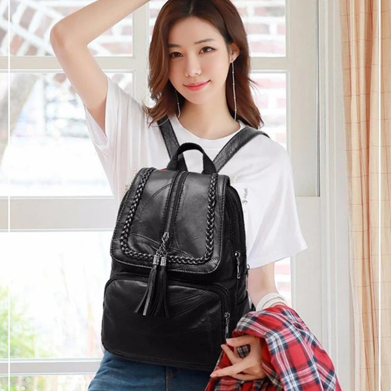 Mochila Cuero PU de Dama Casual tipo Coreana Kawai Bolso Premium