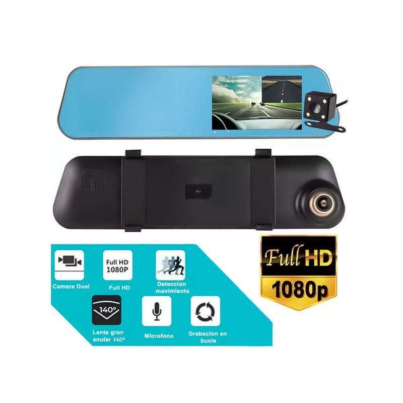 Camara Espejo Retrovisor para Auto Camioneta Dvr + Reversa 4.3 Pulgadas  FULL HD 1080p MOD4