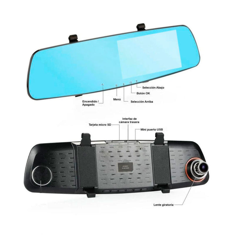 Camara Espejo Retrovisor para Auto Camioneta Dvr + Reversa 4.3 Pulgadas  FULL HD 1080p MOD4